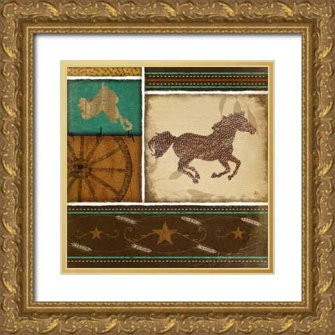 Western Horse Gold Ornate Wood Framed Art Print with Double Matting by Pugh, Jennifer