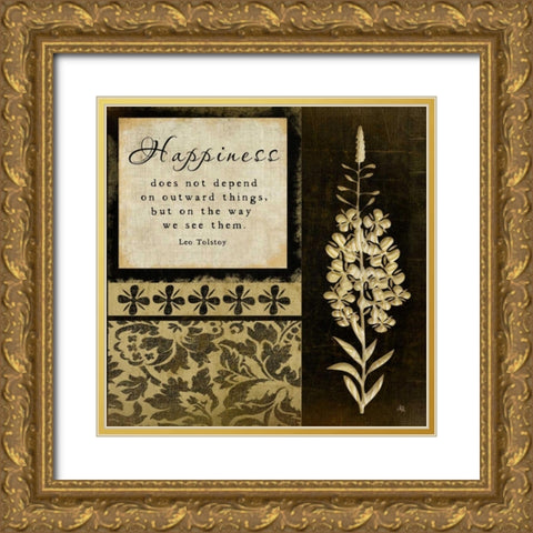 Happiness Gold Ornate Wood Framed Art Print with Double Matting by Pugh, Jennifer