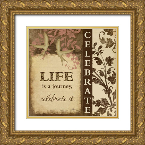 Celebrate Gold Ornate Wood Framed Art Print with Double Matting by Pugh, Jennifer