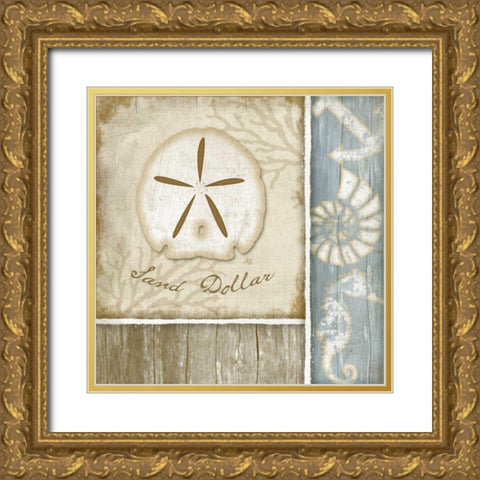 Sand Dollar Gold Ornate Wood Framed Art Print with Double Matting by Pugh, Jennifer