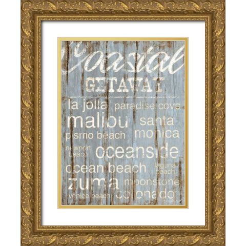 Coastal Subway Art Gold Ornate Wood Framed Art Print with Double Matting by Pugh, Jennifer