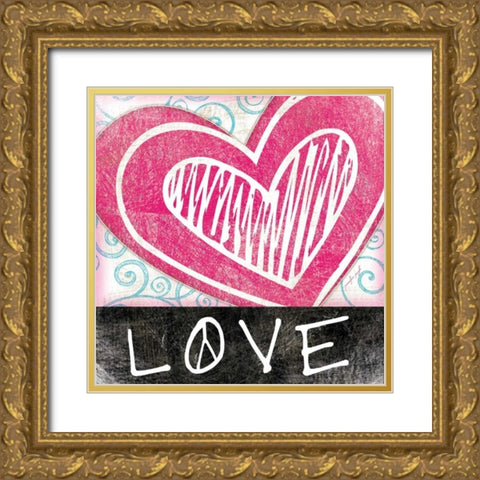 Love Gold Ornate Wood Framed Art Print with Double Matting by Pugh, Jennifer