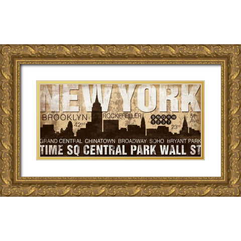 New York Gold Ornate Wood Framed Art Print with Double Matting by Pugh, Jennifer
