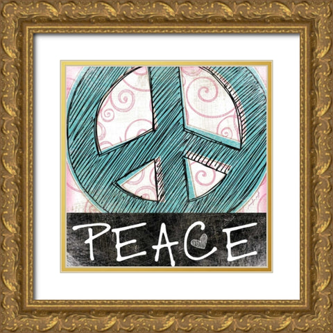 Peace Gold Ornate Wood Framed Art Print with Double Matting by Pugh, Jennifer