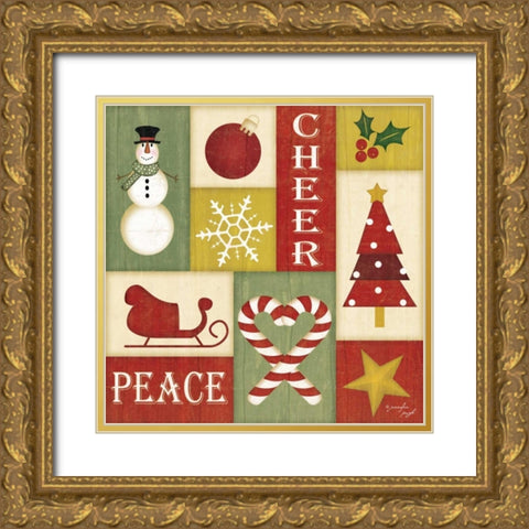 Holiday Sampler II Gold Ornate Wood Framed Art Print with Double Matting by Pugh, Jennifer