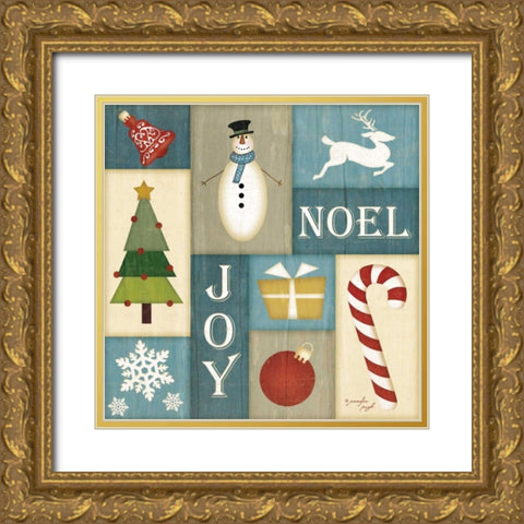 Holiday Sampler Blue - II Gold Ornate Wood Framed Art Print with Double Matting by Pugh, Jennifer