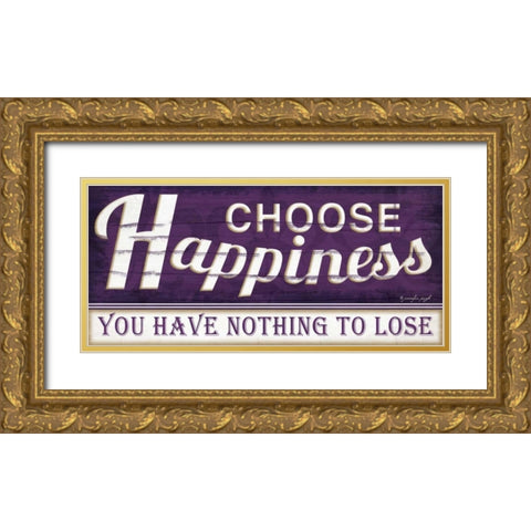 Choose Happiness Gold Ornate Wood Framed Art Print with Double Matting by Pugh, Jennifer