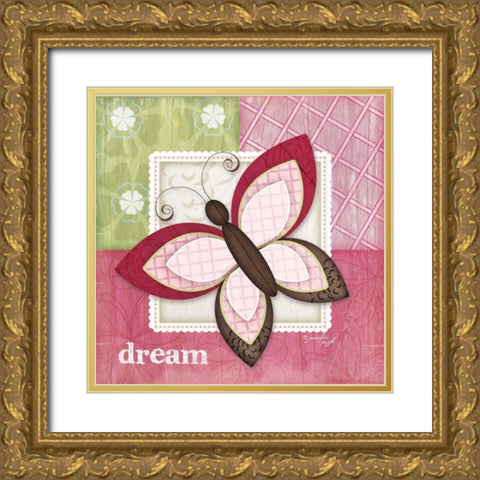 Butterfly - Dream Gold Ornate Wood Framed Art Print with Double Matting by Pugh, Jennifer