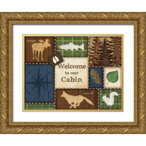 Welcome to Our Cabin Gold Ornate Wood Framed Art Print with Double Matting by Pugh, Jennifer