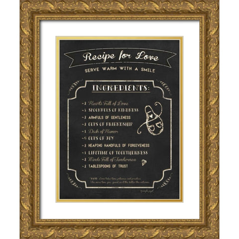 Recipe for Love Gold Ornate Wood Framed Art Print with Double Matting by Pugh, Jennifer