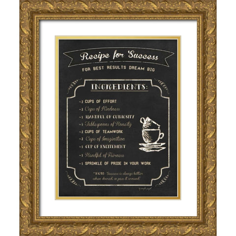 Recipe for Success Gold Ornate Wood Framed Art Print with Double Matting by Pugh, Jennifer