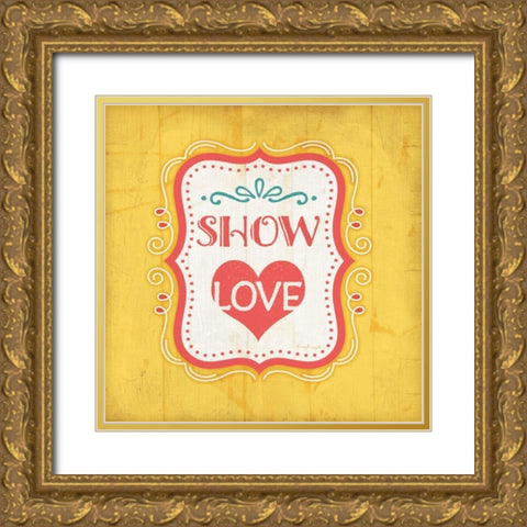 Show Love Gold Ornate Wood Framed Art Print with Double Matting by Pugh, Jennifer
