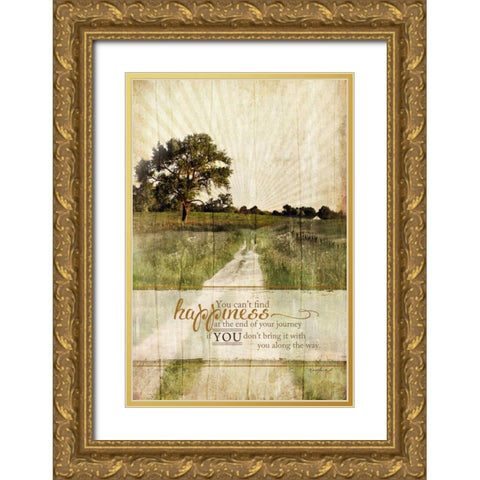 Bring Happiness Gold Ornate Wood Framed Art Print with Double Matting by Pugh, Jennifer