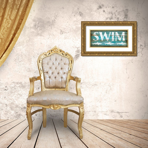 Swim Gold Ornate Wood Framed Art Print with Double Matting by Pugh, Jennifer