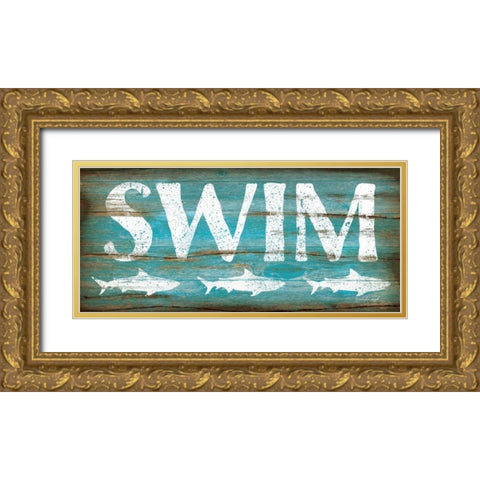 Swim Gold Ornate Wood Framed Art Print with Double Matting by Pugh, Jennifer