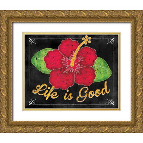 Hibiscus Gold Ornate Wood Framed Art Print with Double Matting by Pugh, Jennifer