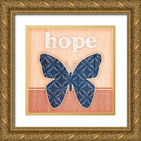 Hope Butterfly Gold Ornate Wood Framed Art Print with Double Matting by Pugh, Jennifer