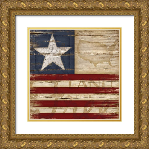 Land of the Free Gold Ornate Wood Framed Art Print with Double Matting by Pugh, Jennifer
