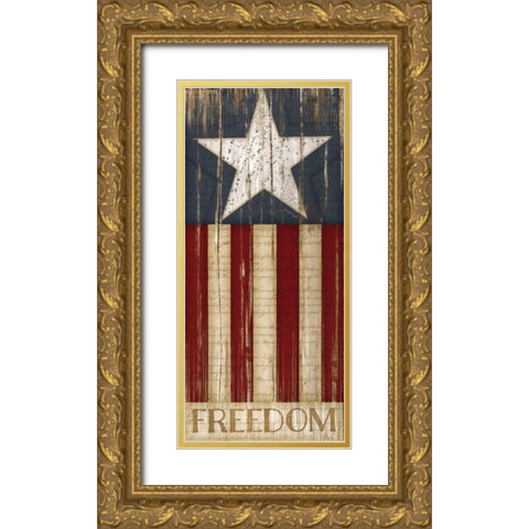 Stars and Stripes Gold Ornate Wood Framed Art Print with Double Matting by Pugh, Jennifer