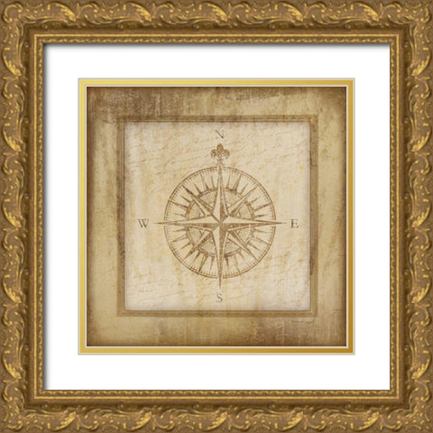 Compass Gold Ornate Wood Framed Art Print with Double Matting by Pugh, Jennifer