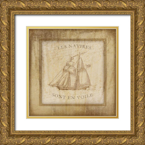 Ship Gold Ornate Wood Framed Art Print with Double Matting by Pugh, Jennifer