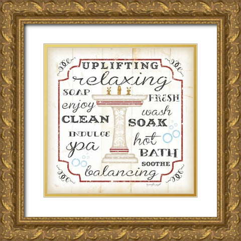 Bath I - White and Red Gold Ornate Wood Framed Art Print with Double Matting by Pugh, Jennifer