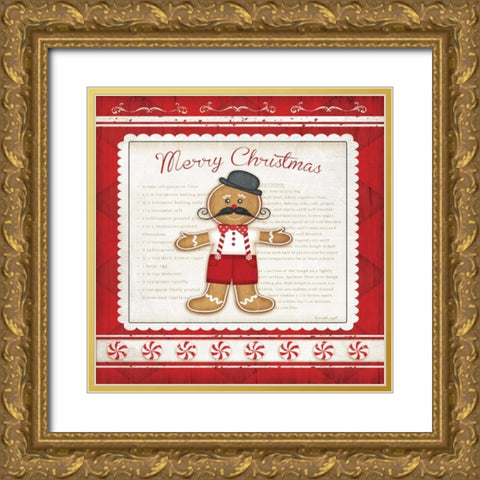 Gingerbread Man Gold Ornate Wood Framed Art Print with Double Matting by Pugh, Jennifer