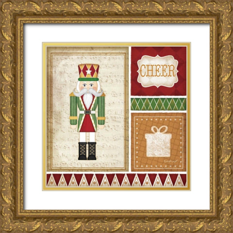 Nutcracker Cheer Gold Ornate Wood Framed Art Print with Double Matting by Pugh, Jennifer