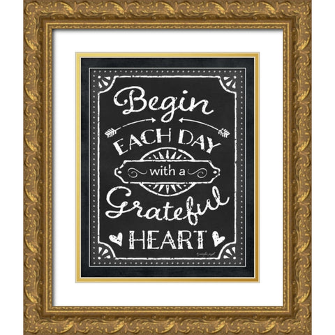 Begin Each Day Gold Ornate Wood Framed Art Print with Double Matting by Pugh, Jennifer