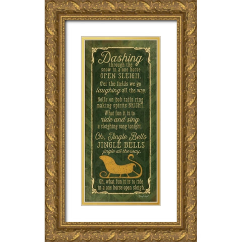 Jingle Bells Gold Ornate Wood Framed Art Print with Double Matting by Pugh, Jennifer