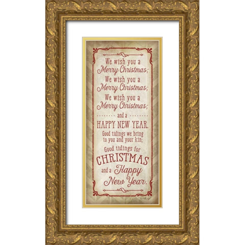 We Wish You a Merry Christmas Gold Ornate Wood Framed Art Print with Double Matting by Pugh, Jennifer