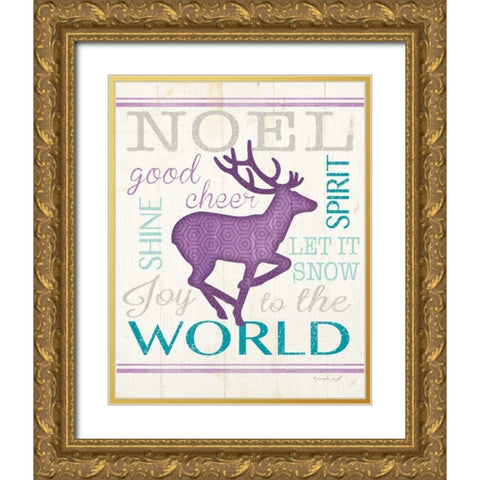 Reindeer Gold Ornate Wood Framed Art Print with Double Matting by Pugh, Jennifer