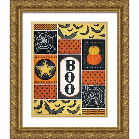 Halloween - Boo Gold Ornate Wood Framed Art Print with Double Matting by Pugh, Jennifer