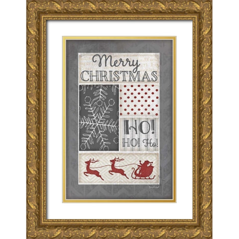 Ho Ho Ho Gold Ornate Wood Framed Art Print with Double Matting by Pugh, Jennifer