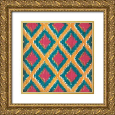 Boho Ikat IV Gold Ornate Wood Framed Art Print with Double Matting by Pugh, Jennifer