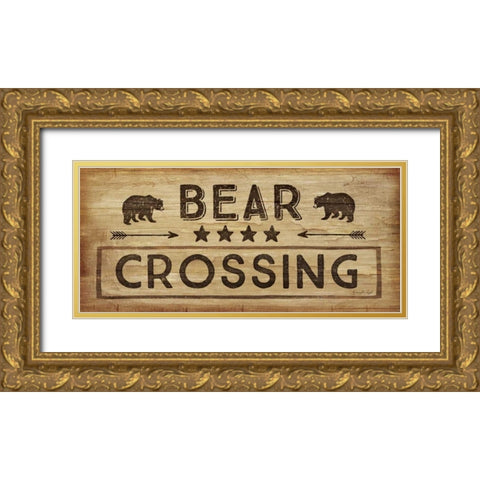 Bear Crossing Gold Ornate Wood Framed Art Print with Double Matting by Pugh, Jennifer