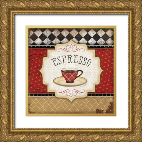 Red and Black Classic Coffee I Gold Ornate Wood Framed Art Print with Double Matting by Pugh, Jennifer
