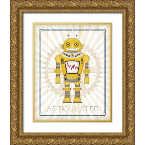 Retro Robot I Gold Ornate Wood Framed Art Print with Double Matting by Pugh, Jennifer