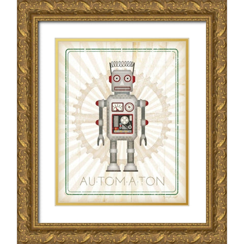 Retro Robot II Gold Ornate Wood Framed Art Print with Double Matting by Pugh, Jennifer