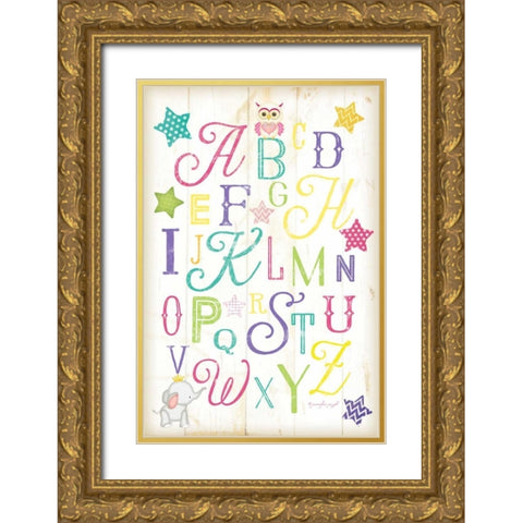 ABC Girl Gold Ornate Wood Framed Art Print with Double Matting by Pugh, Jennifer