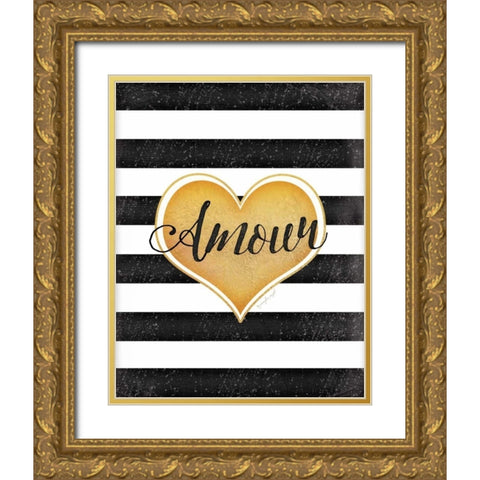 Amour Gold Ornate Wood Framed Art Print with Double Matting by Pugh, Jennifer