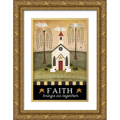 Primitive Faith Gold Ornate Wood Framed Art Print with Double Matting by Pugh, Jennifer