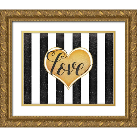 Love B and W Gold Ornate Wood Framed Art Print with Double Matting by Pugh, Jennifer