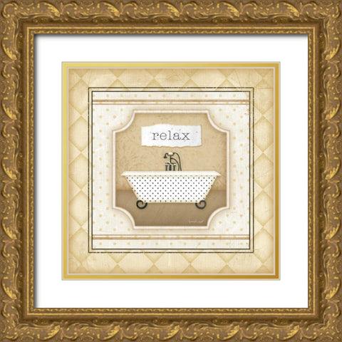 Tub - Relax Gold Ornate Wood Framed Art Print with Double Matting by Pugh, Jennifer