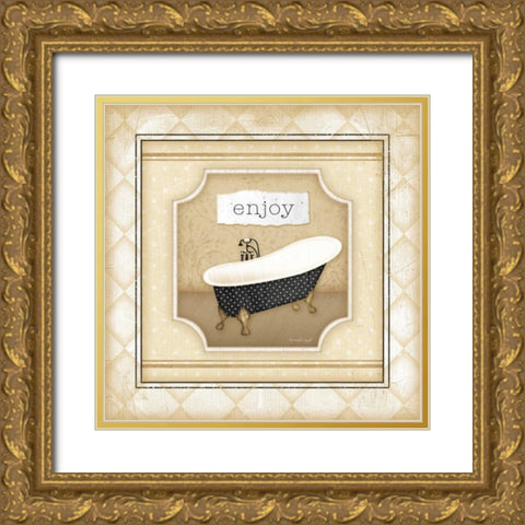 Tub - Enjoy Gold Ornate Wood Framed Art Print with Double Matting by Pugh, Jennifer