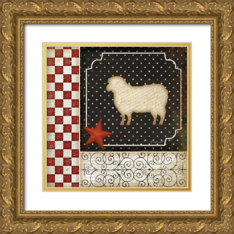 Country Kitchen - Sheep Gold Ornate Wood Framed Art Print with Double Matting by Pugh, Jennifer
