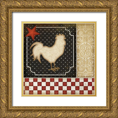 Rooster Country II Gold Ornate Wood Framed Art Print with Double Matting by Pugh, Jennifer