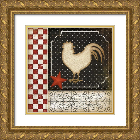 Rooster Country III Gold Ornate Wood Framed Art Print with Double Matting by Pugh, Jennifer