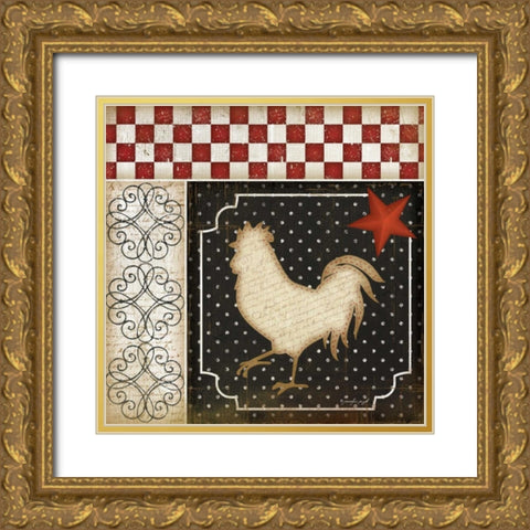 Rooster Country IV Gold Ornate Wood Framed Art Print with Double Matting by Pugh, Jennifer