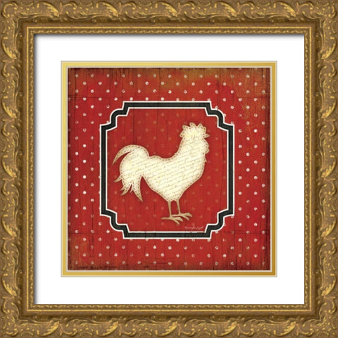 Country Kitchen Rooster I Gold Ornate Wood Framed Art Print with Double Matting by Pugh, Jennifer